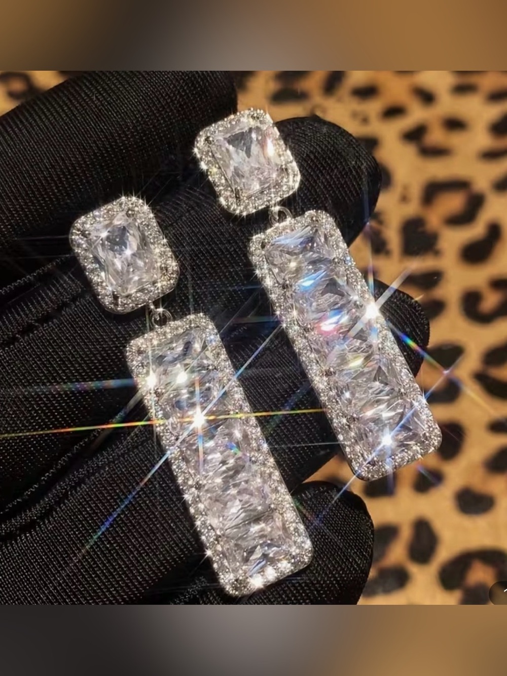 Elegant Silver-Tone Crystal Drop Earrings - Clear White